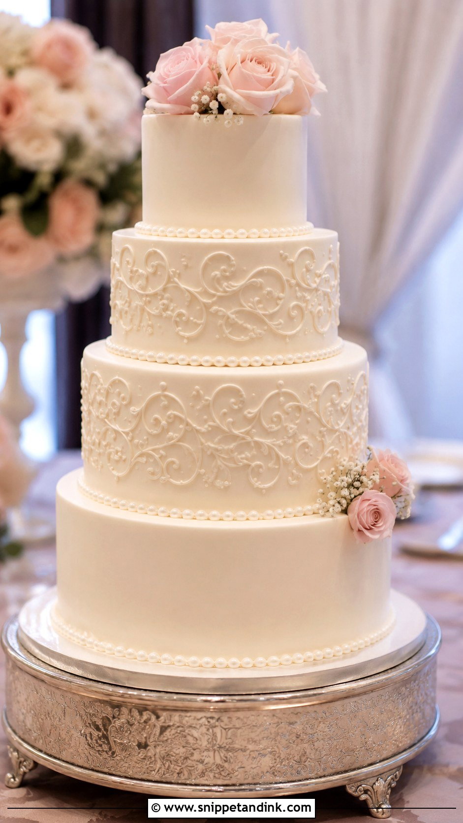 Wedding Cake Scroll Stencil - Snippet and Ink - 20 Wedding Cake Stencil Patterns