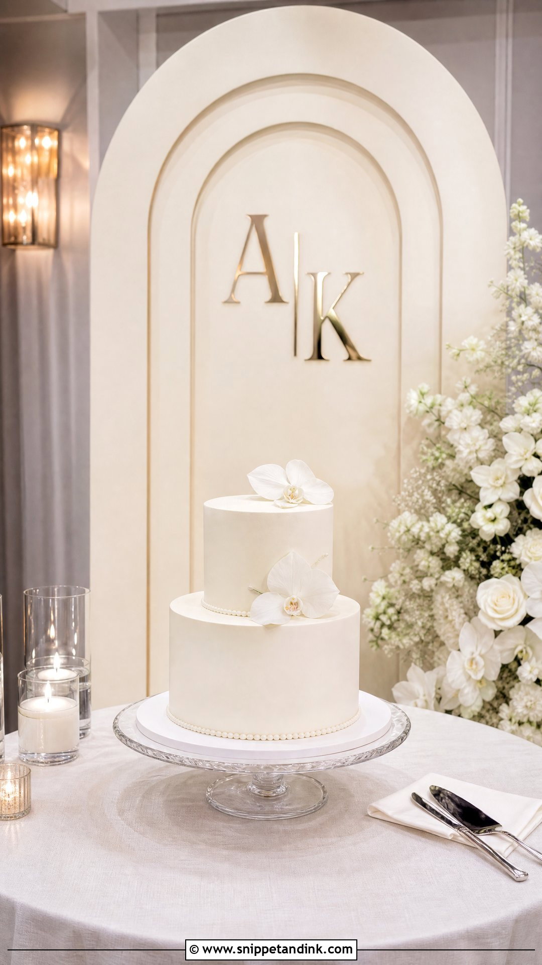 Wedding Cake Table With Backdrop - Snippet and Ink - 20 Wedding Cake Table Ideas