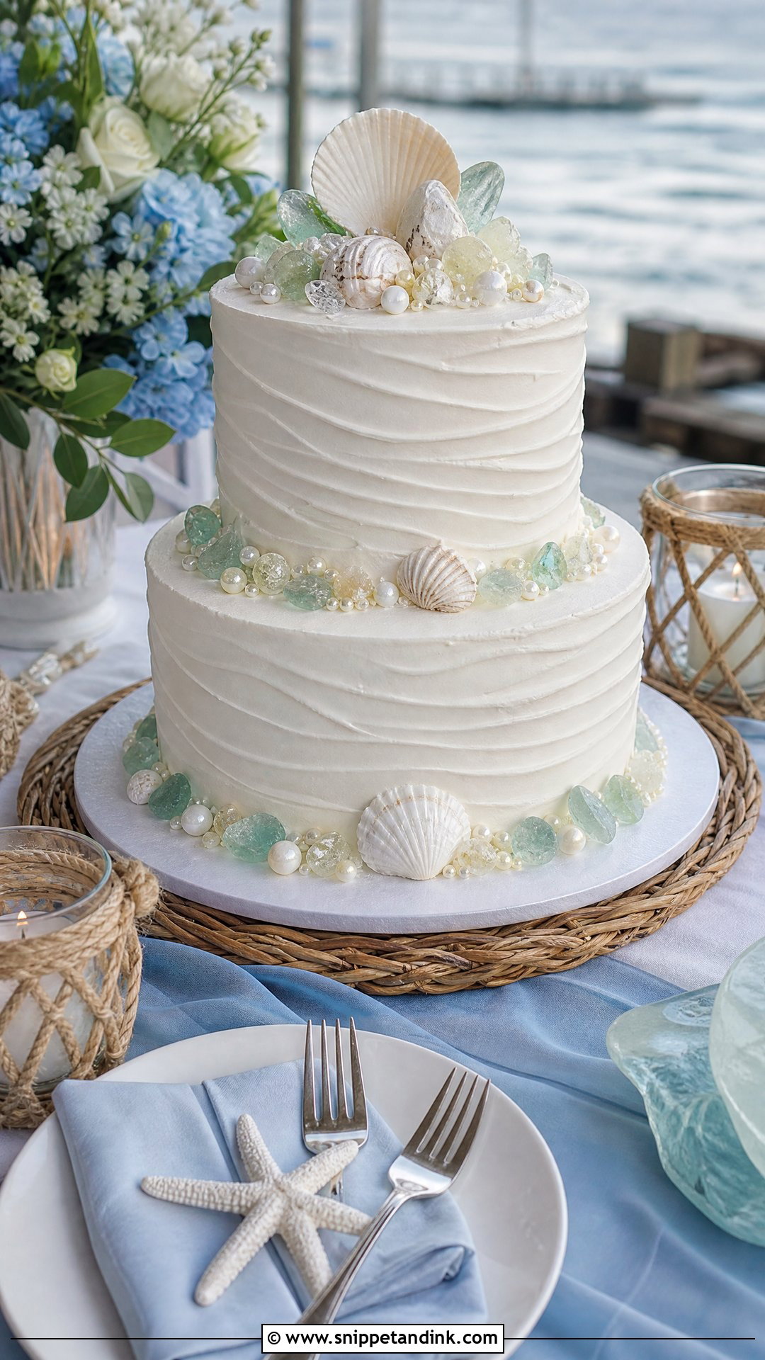 Wedding Cake Table With Coastal Style - Snippet and Ink - 20 Wedding Cake Table Ideas