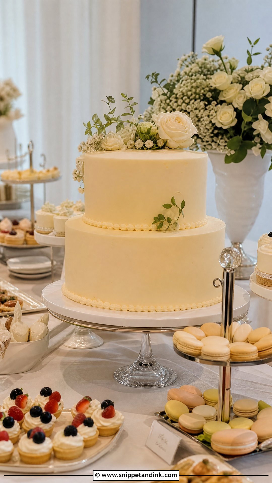 Wedding Cake Table With Dessert Bar - Snippet and Ink - 20 Wedding Cake Table Ideas
