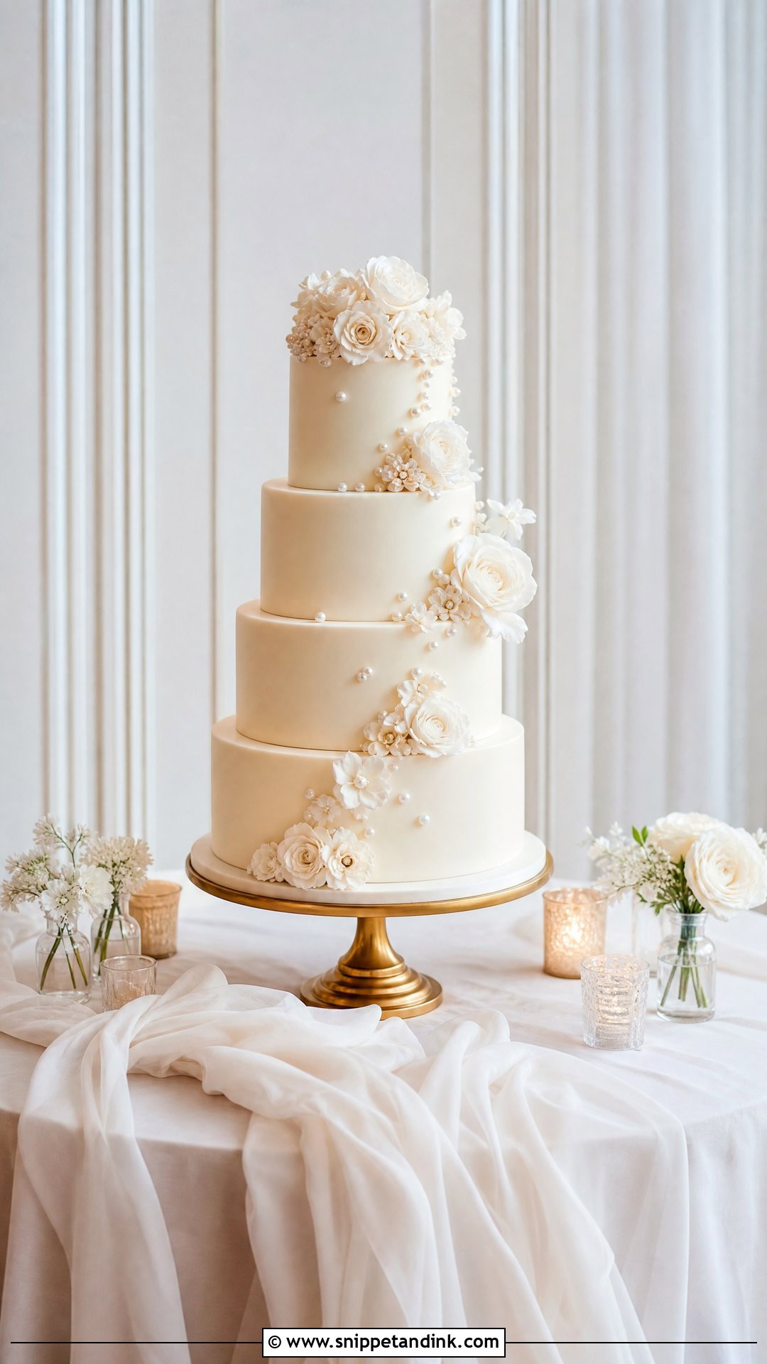 Wedding Cake Table With Draped Linen - Snippet and Ink - 20 Wedding Cake Table Ideas