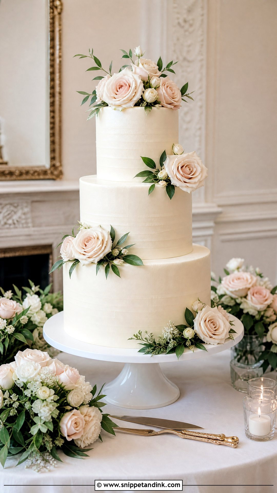 Wedding Cake Table With Fresh Flowers - Snippet and Ink - 20 Wedding Cake Table Ideas