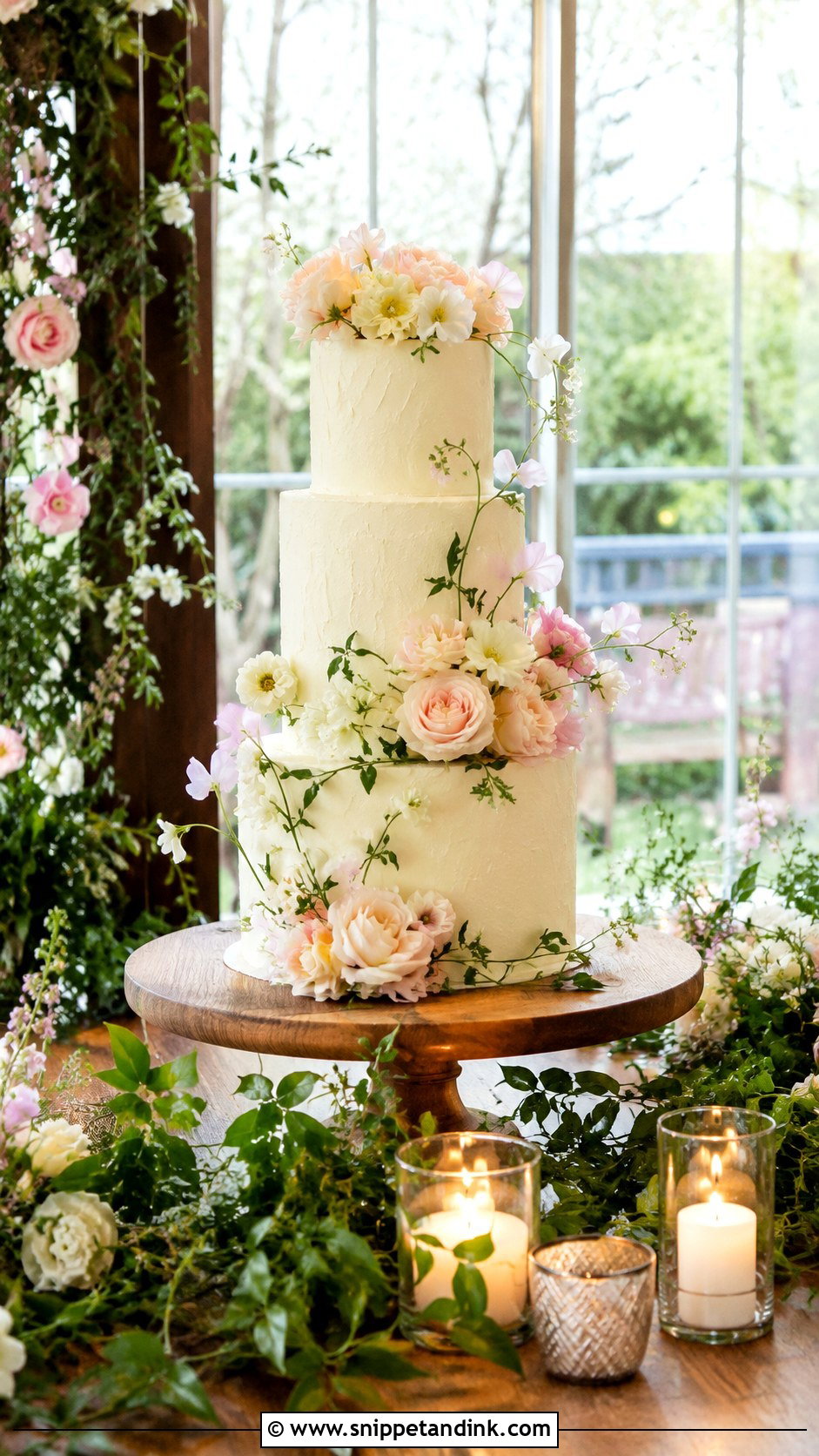 Wedding Cake Table With Garden Style - Snippet and Ink - 20 How to Decorate a Wedding Cake Table