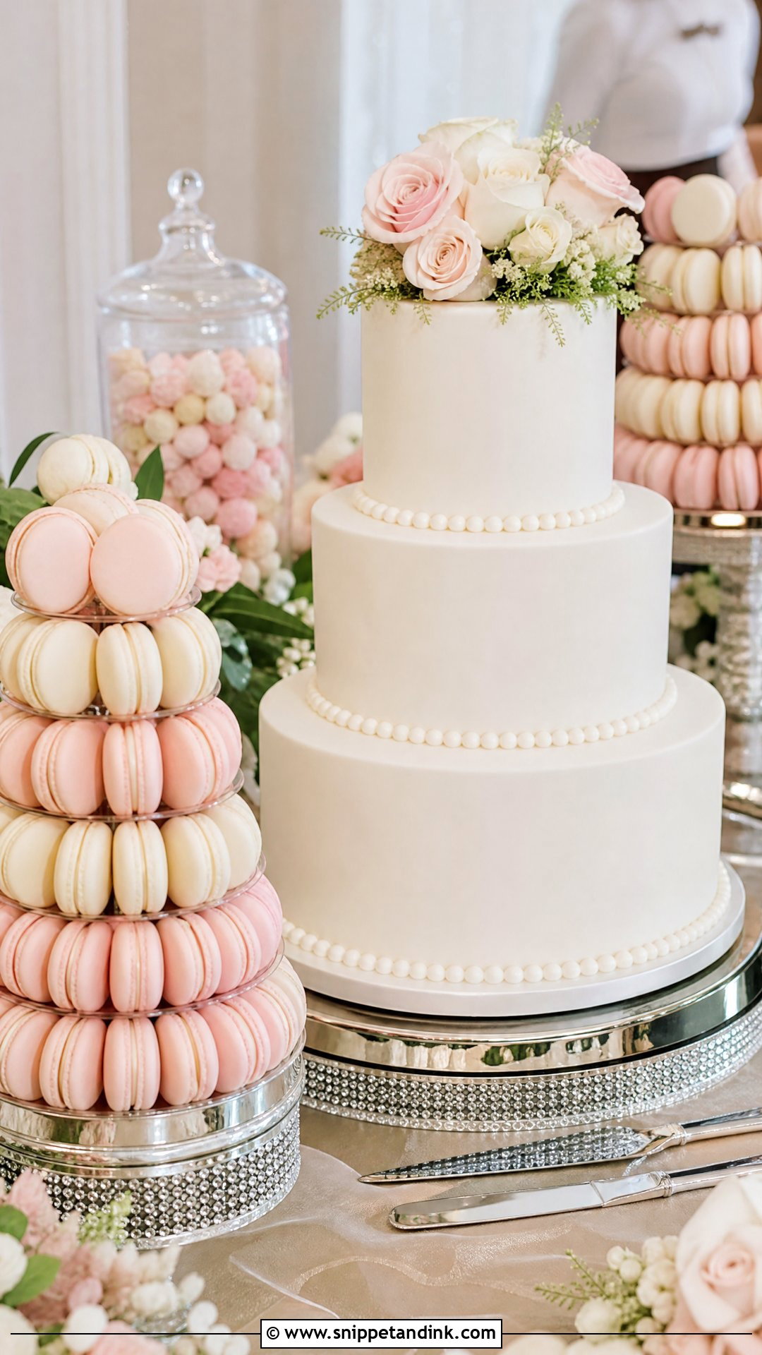 Wedding Cake Table With Macarons - Snippet and Ink - 20 Wedding Cake Table Ideas