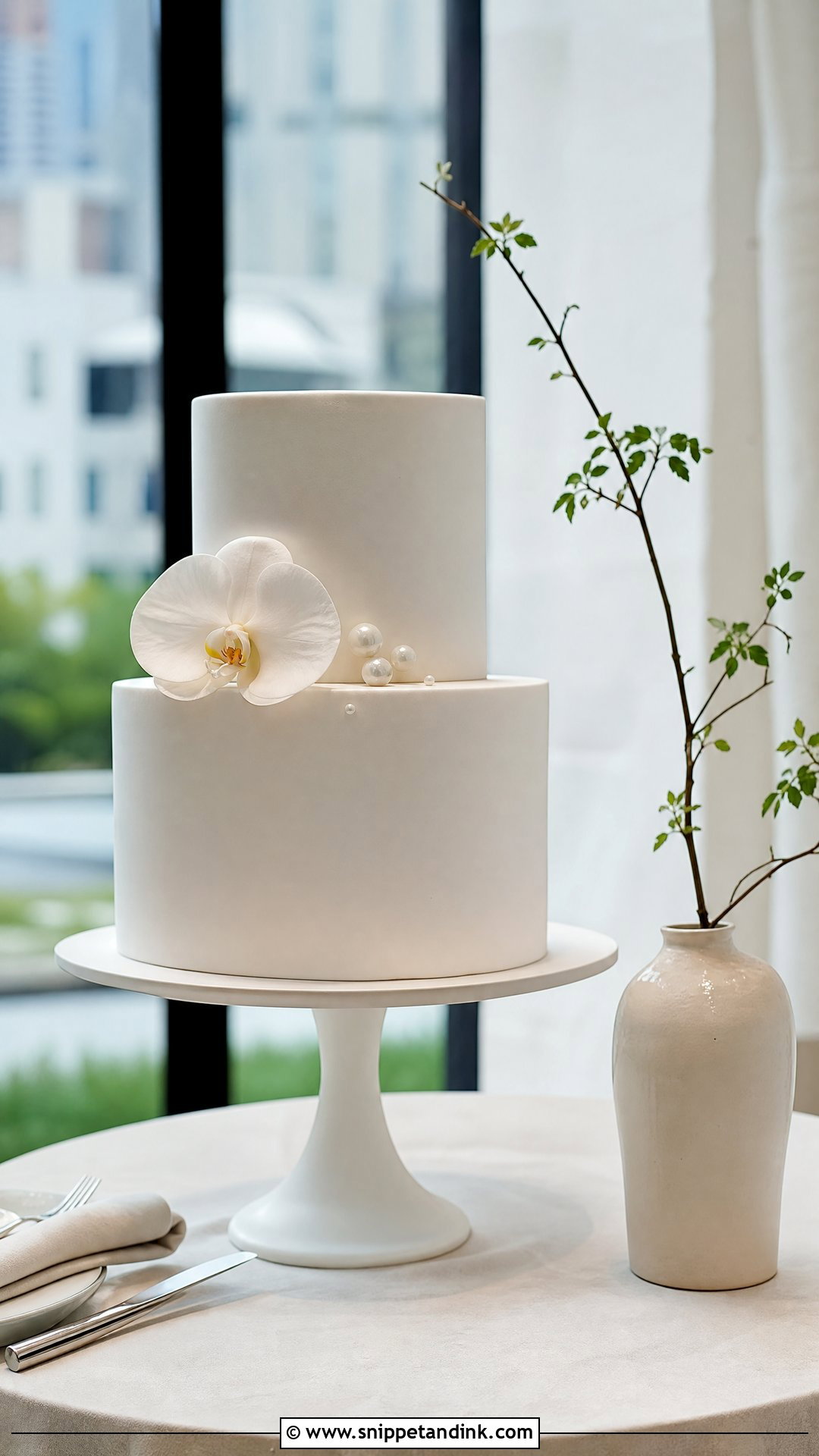 Wedding Cake Table With Modern Minimal Style - Snippet and Ink - 20 Wedding Cake Table Ideas