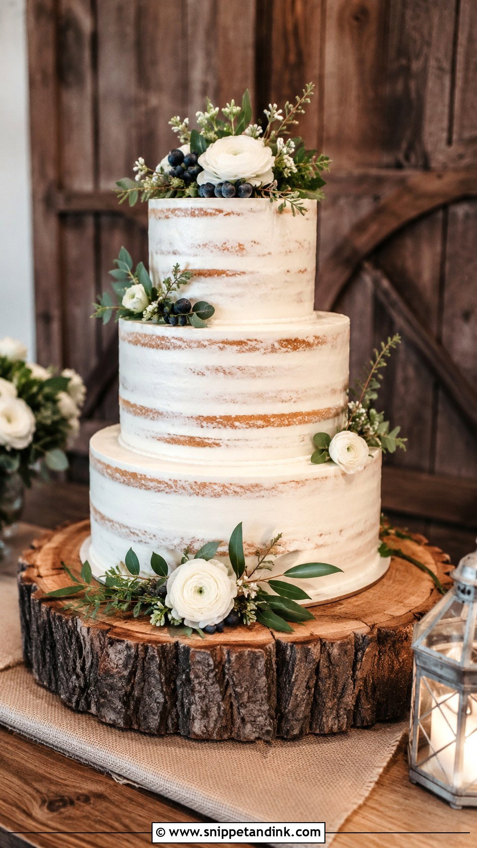 Wedding Cake Table With Rustic Wood - Snippet and Ink - 20 How to Decorate a Wedding Cake Table