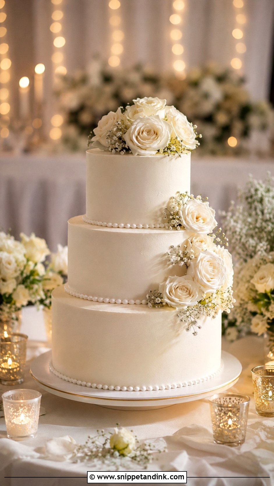 Wedding Cake Table With Soft Lighting - Snippet and Ink - 20 How to Decorate a Wedding Cake Table