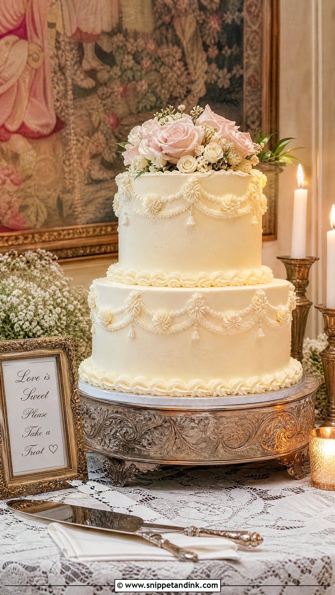 Wedding Cake Table With Vintage Style - Snippet and Ink - 20 Wedding Cake Table Ideas