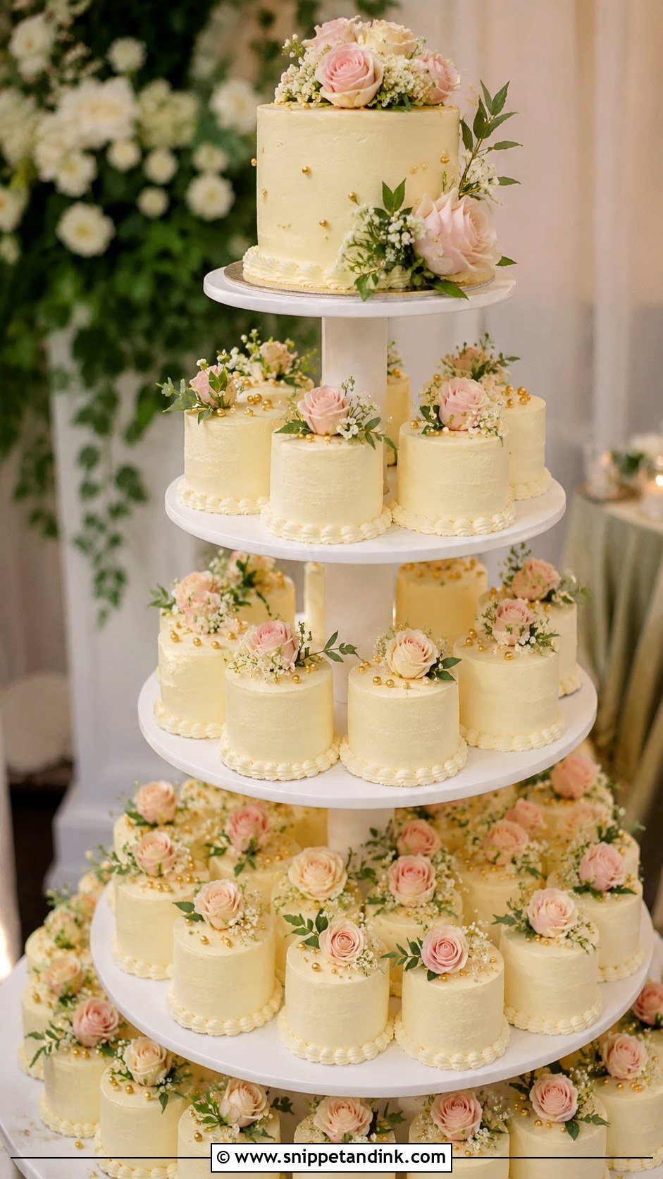 Wedding Cake Tower With Mini Cakes - Snippet and Ink - 25 Wedding Cake with Mini Cakes