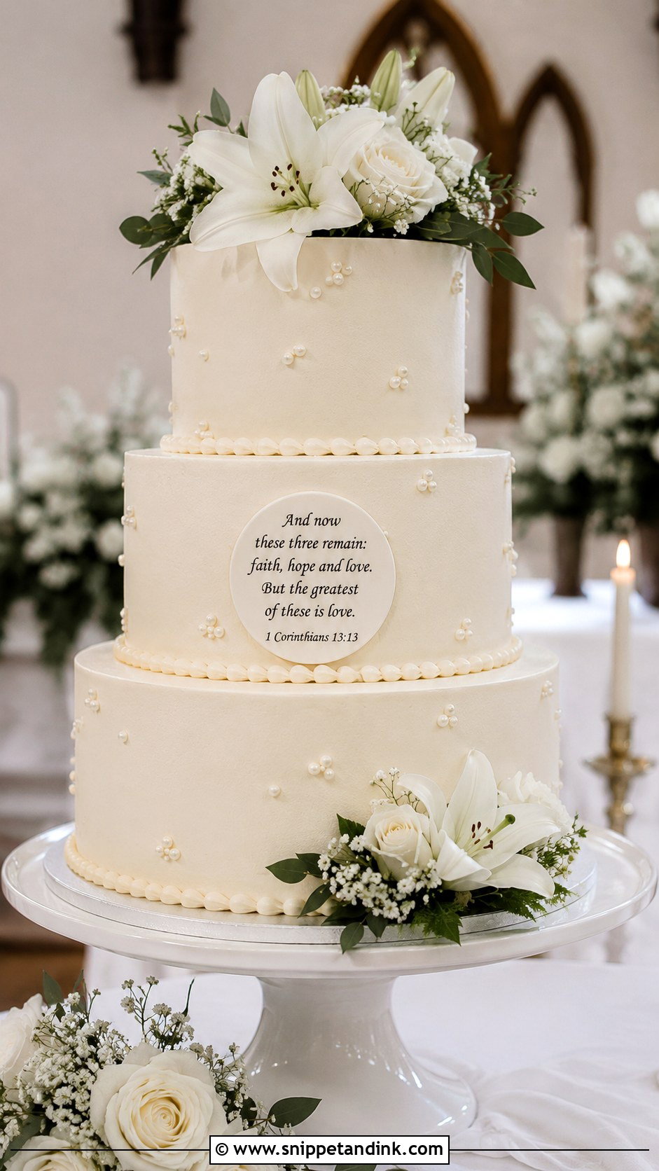 Wedding Cake With Bible Verse - Snippet and Ink - 25 Wedding Cake Ideas with Writing