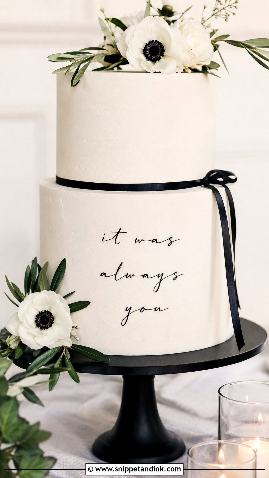 Wedding Cake With Black Writing - Snippet and Ink - 25 Wedding Cake Ideas with Writing