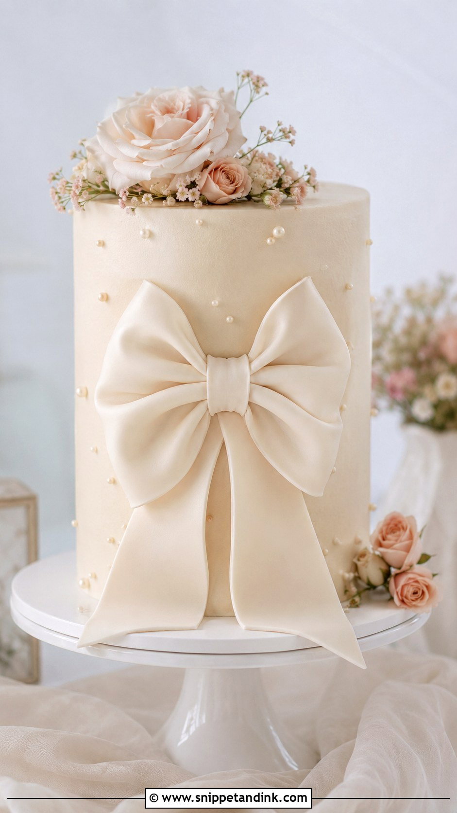 Wedding Cake With Bow - Snippet and Ink - 20 Love Wedding Cake Ideas