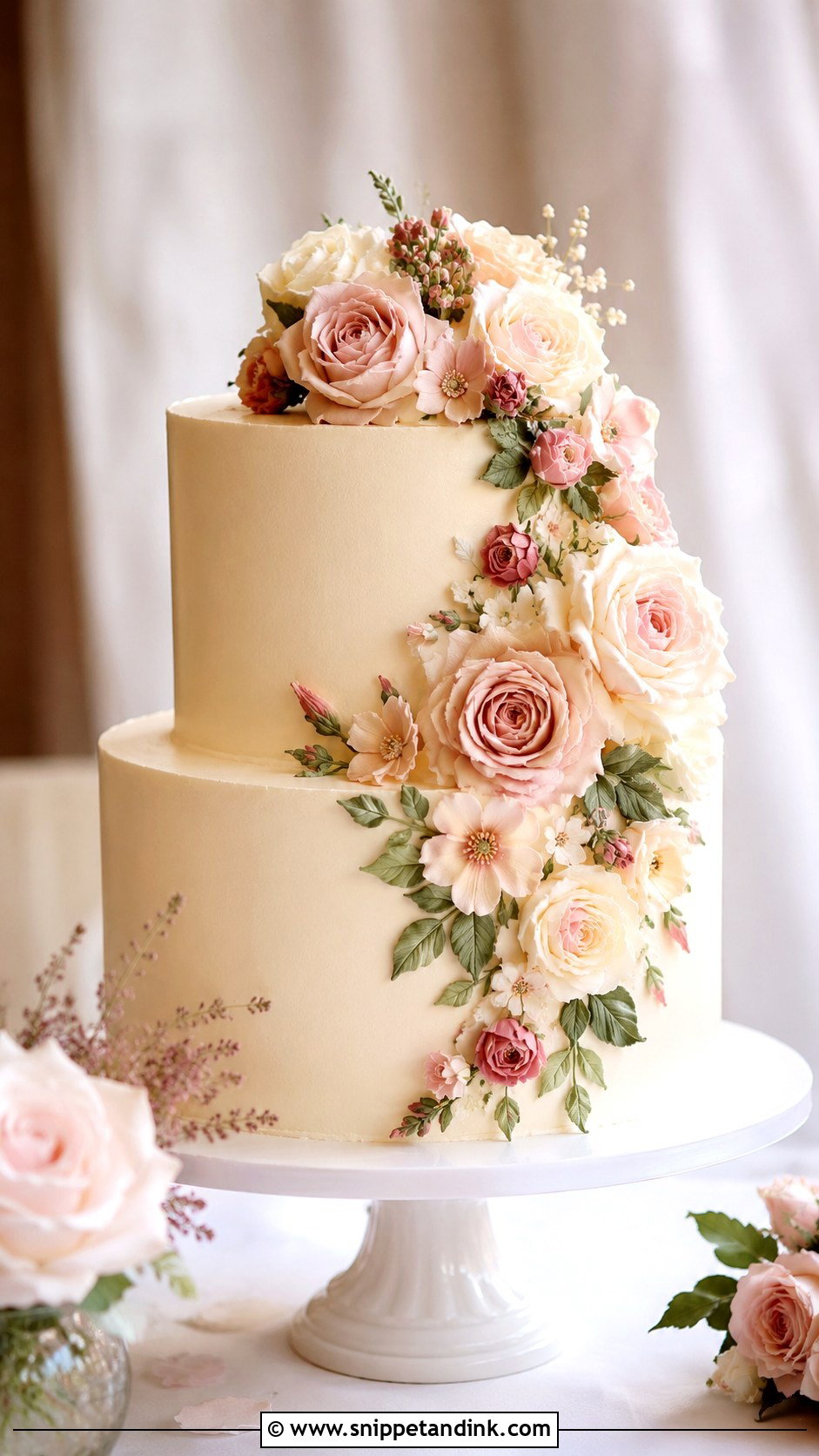 Wedding Cake With Buttercream Flowers - Snippet and Ink - 25 Simple Wedding Cake Decoration Ideas