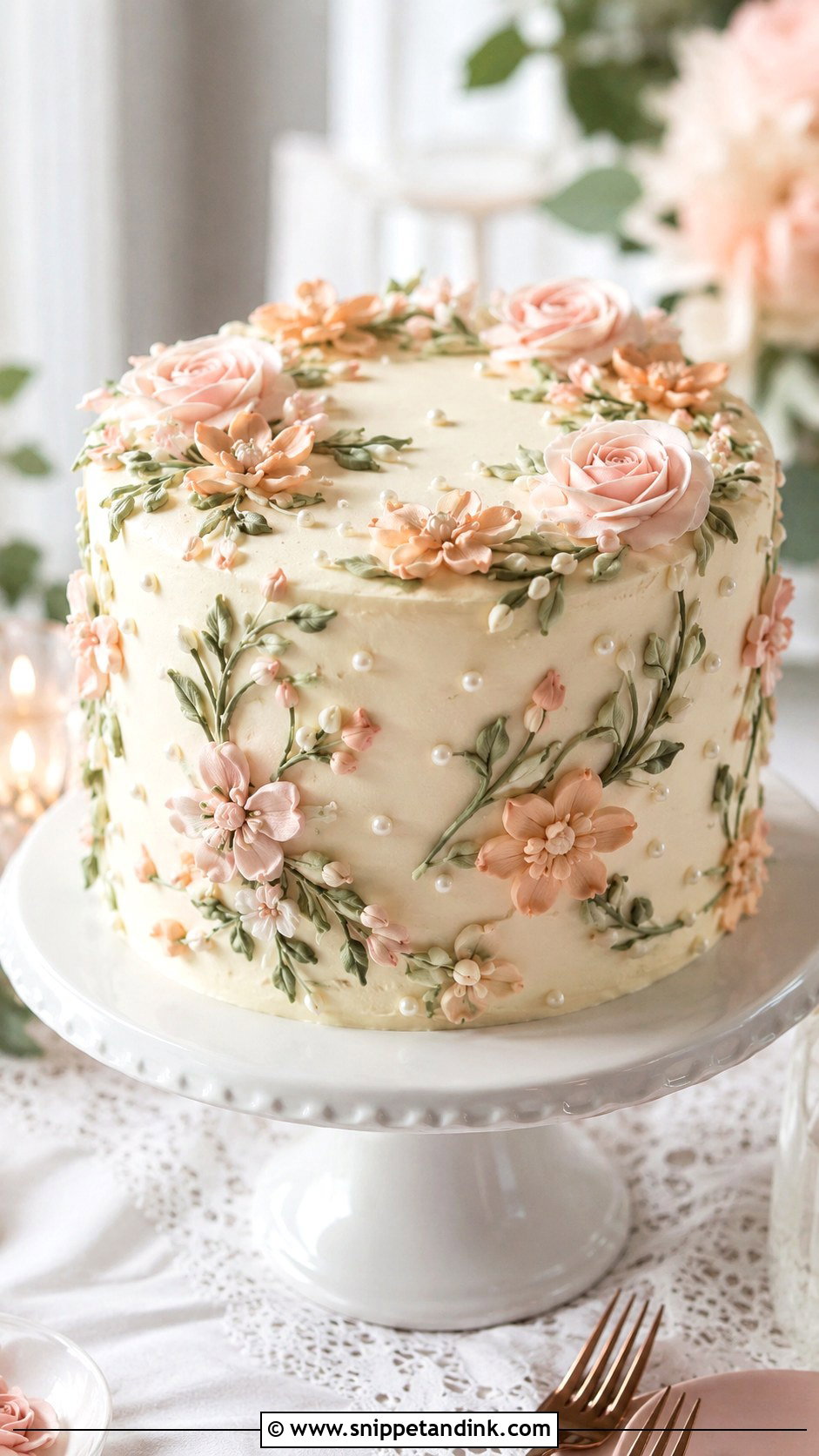 Wedding Cake With Buttercream Flowers - Snippet and Ink - 20 Wedding Cake at Home Ideas