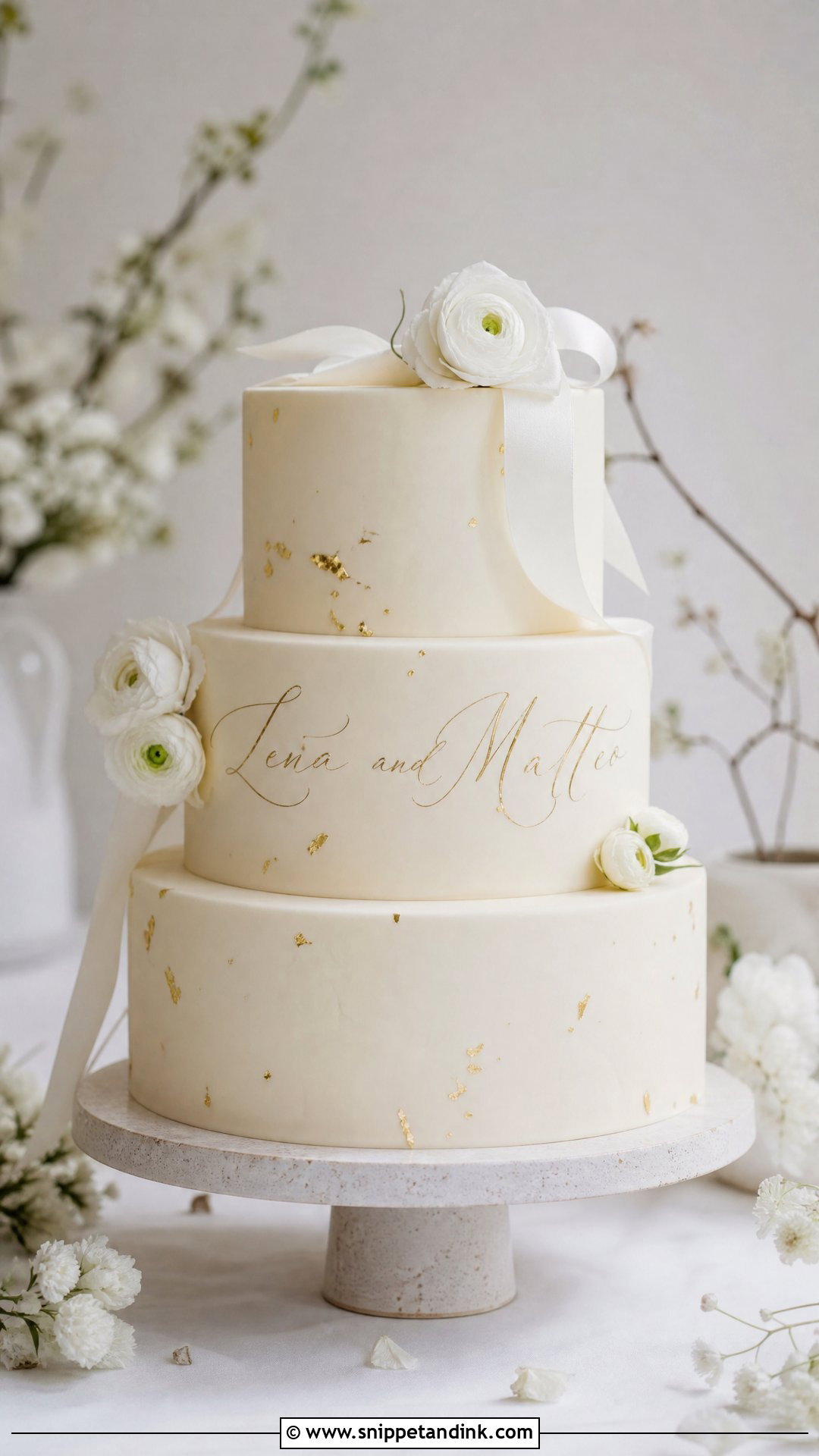 Wedding Cake With Calligraphy Names - Snippet and Ink - 20 Write Name on Cake Ideas for Wedding