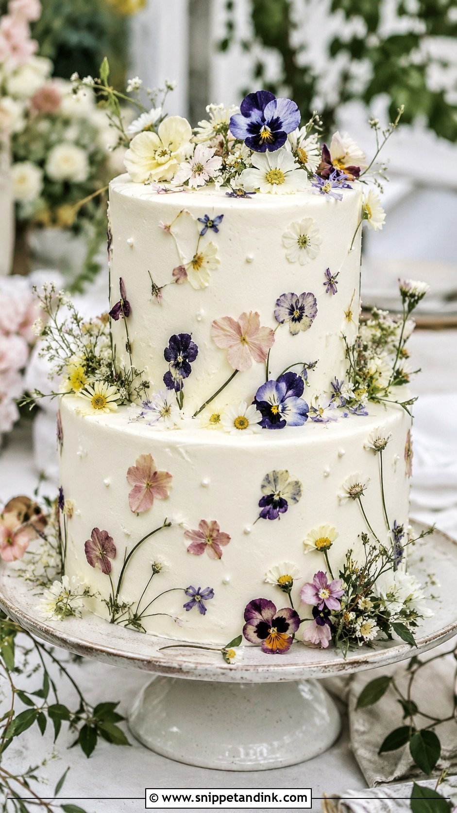 Wedding Cake With Edible Flowers - Snippet and Ink - 20 Love Wedding Cake Ideas