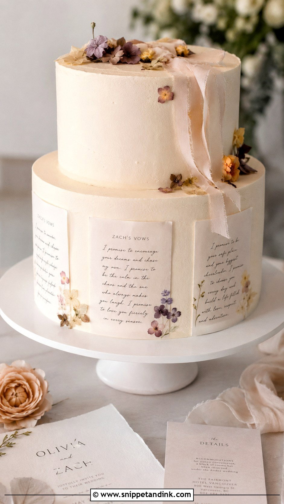 Wedding Cake With Edible Paper Writing - Snippet and Ink - 25 Wedding Cake Ideas with Writing