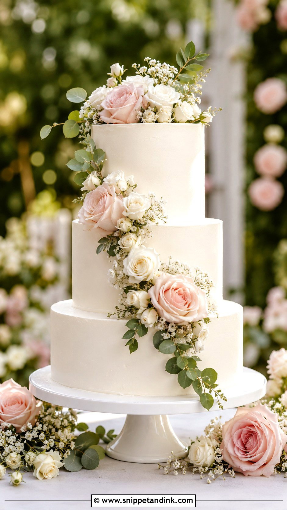 Wedding Cake With Fresh Flowers - Snippet and Ink - 20 Simple Wedding Cake Decor Ideas