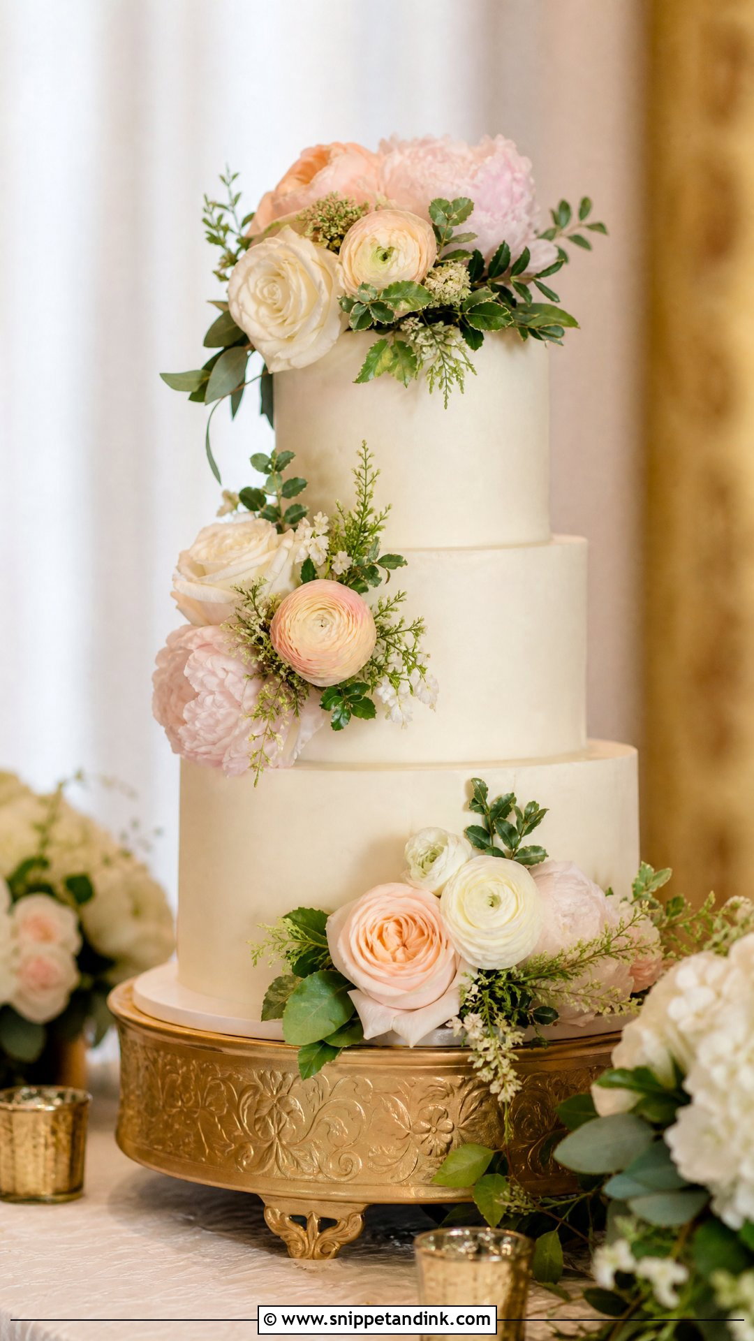 Wedding Cake With Fresh Flowers - Snippet and Ink - 20 Traditional Wedding Cakes