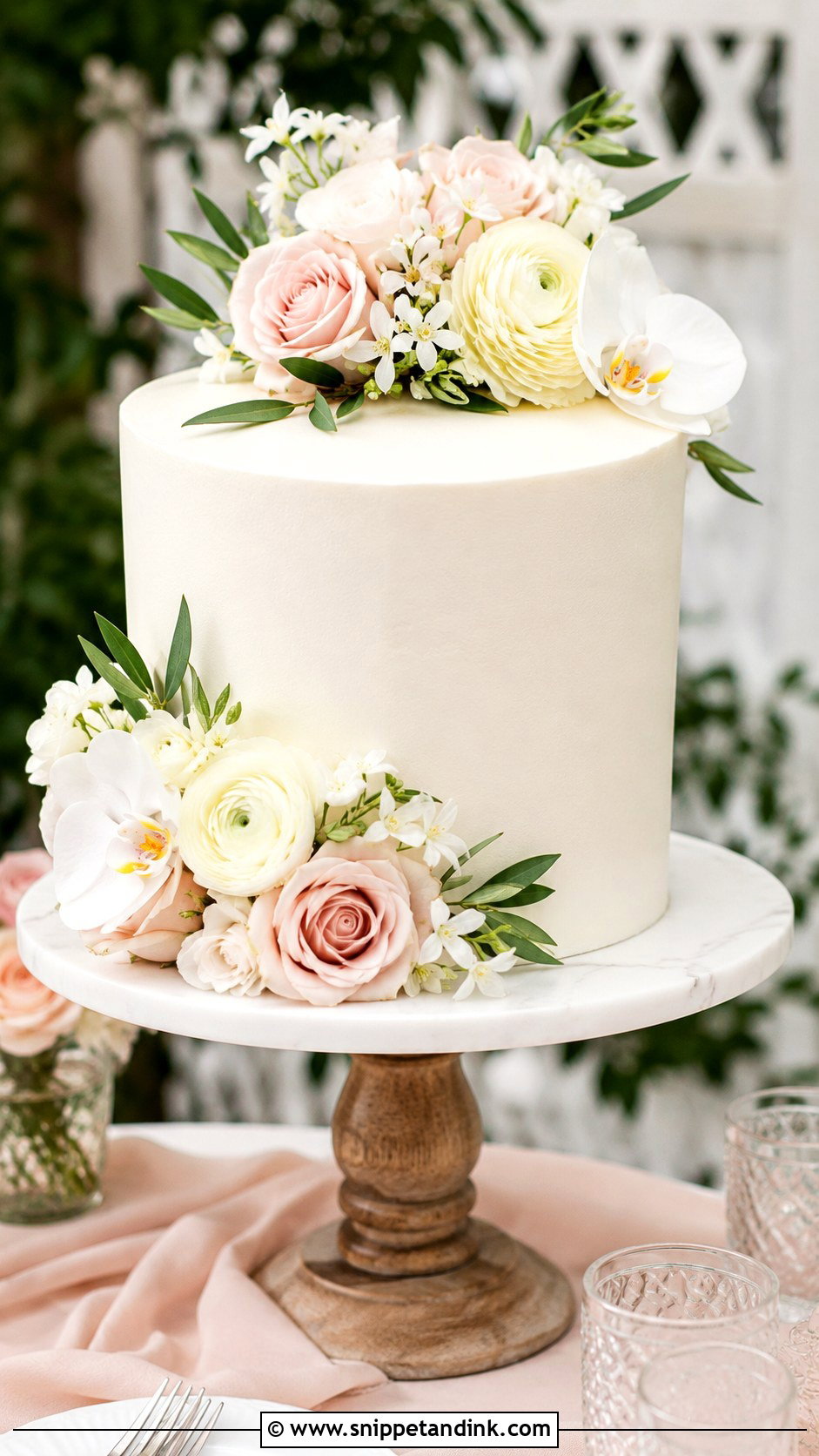 Wedding Cake With Fresh Flowers - Snippet and Ink - 20 Wedding Cake at Home Ideas