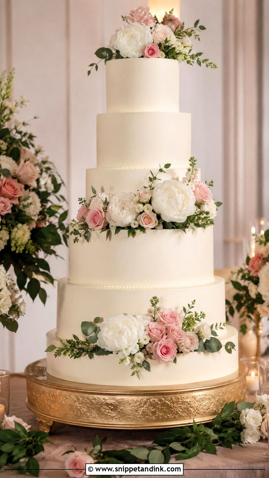 Wedding Cake With Fresh Flowers - Snippet and Ink - 20 Wedding Cakes for 200 Guests