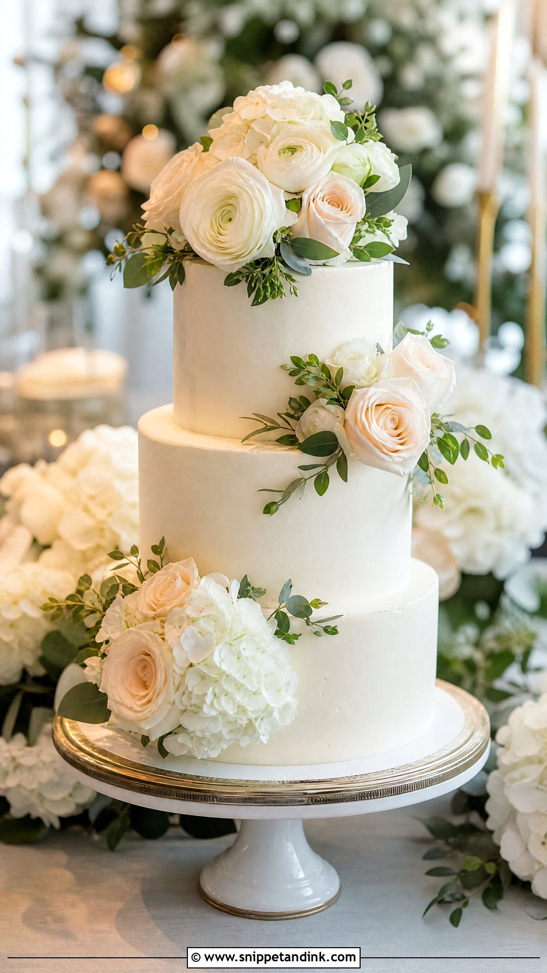 Wedding Cake With Fresh Flowers - Snippet and Ink - 25 Traditional Wedding Cake Ideas