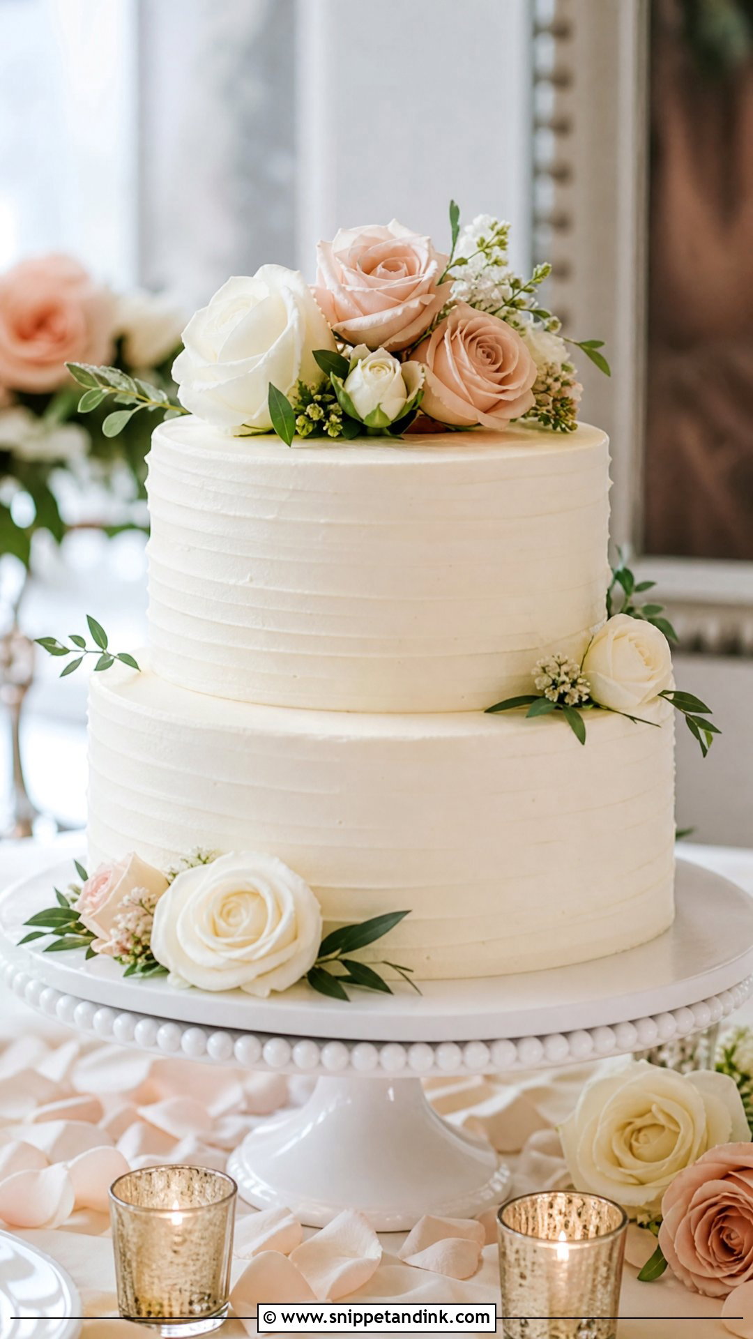 Wedding Cake With Fresh Roses - Snippet and Ink - 20 Simple Elegant Wedding Cake Ideas