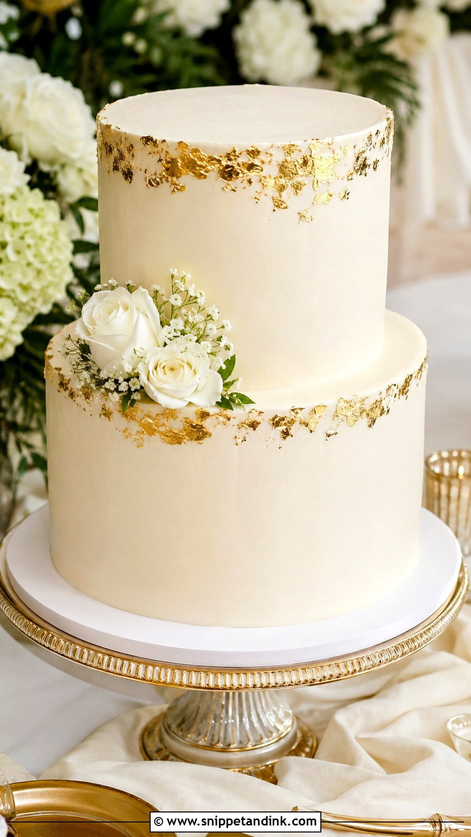 Wedding Cake With Gold Accents - Snippet and Ink - 20 Simple Beautiful Wedding Cakes