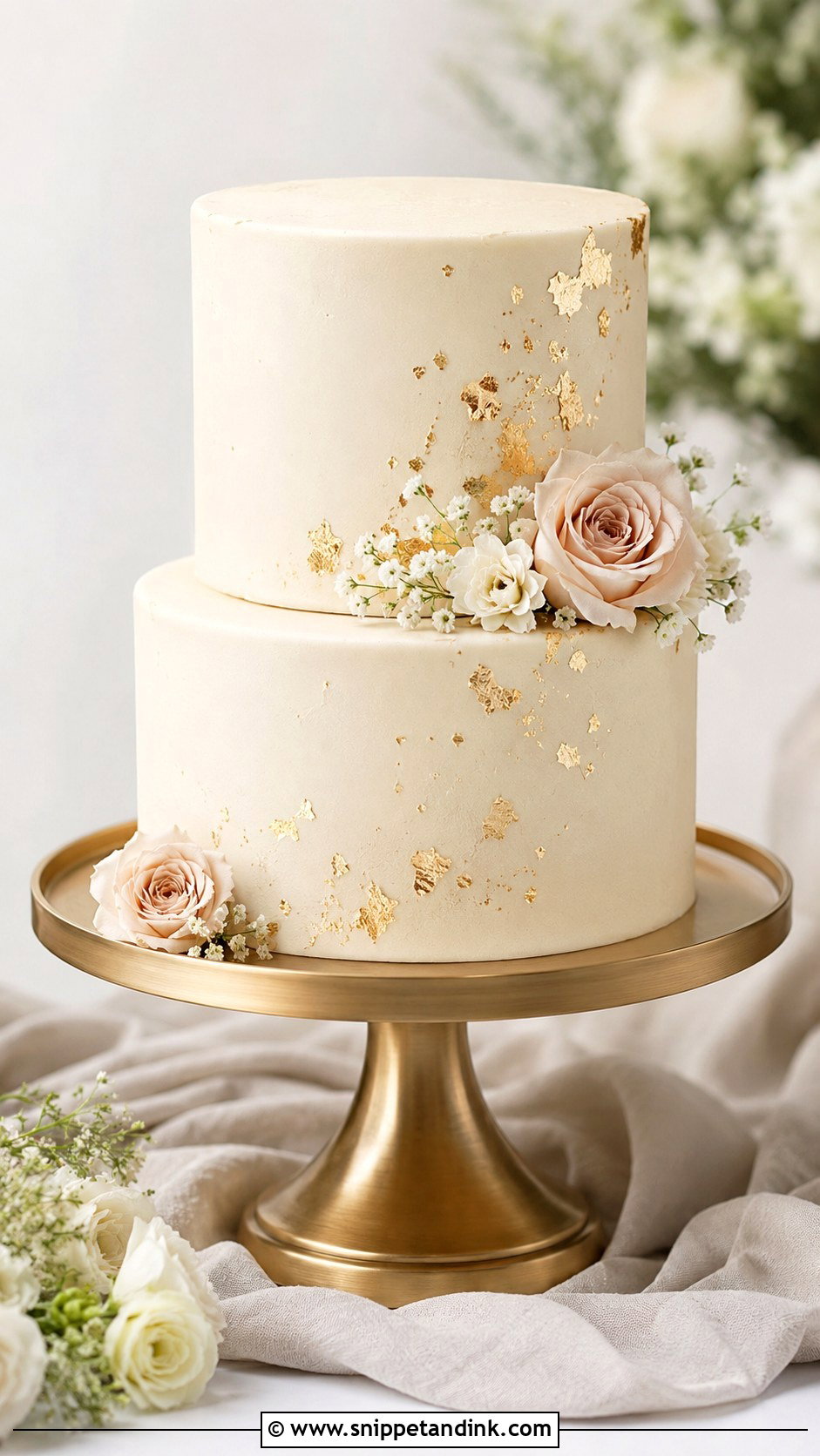 Wedding Cake With Gold Leaf - Snippet and Ink - 25 Simple Wedding Cake Decoration Ideas