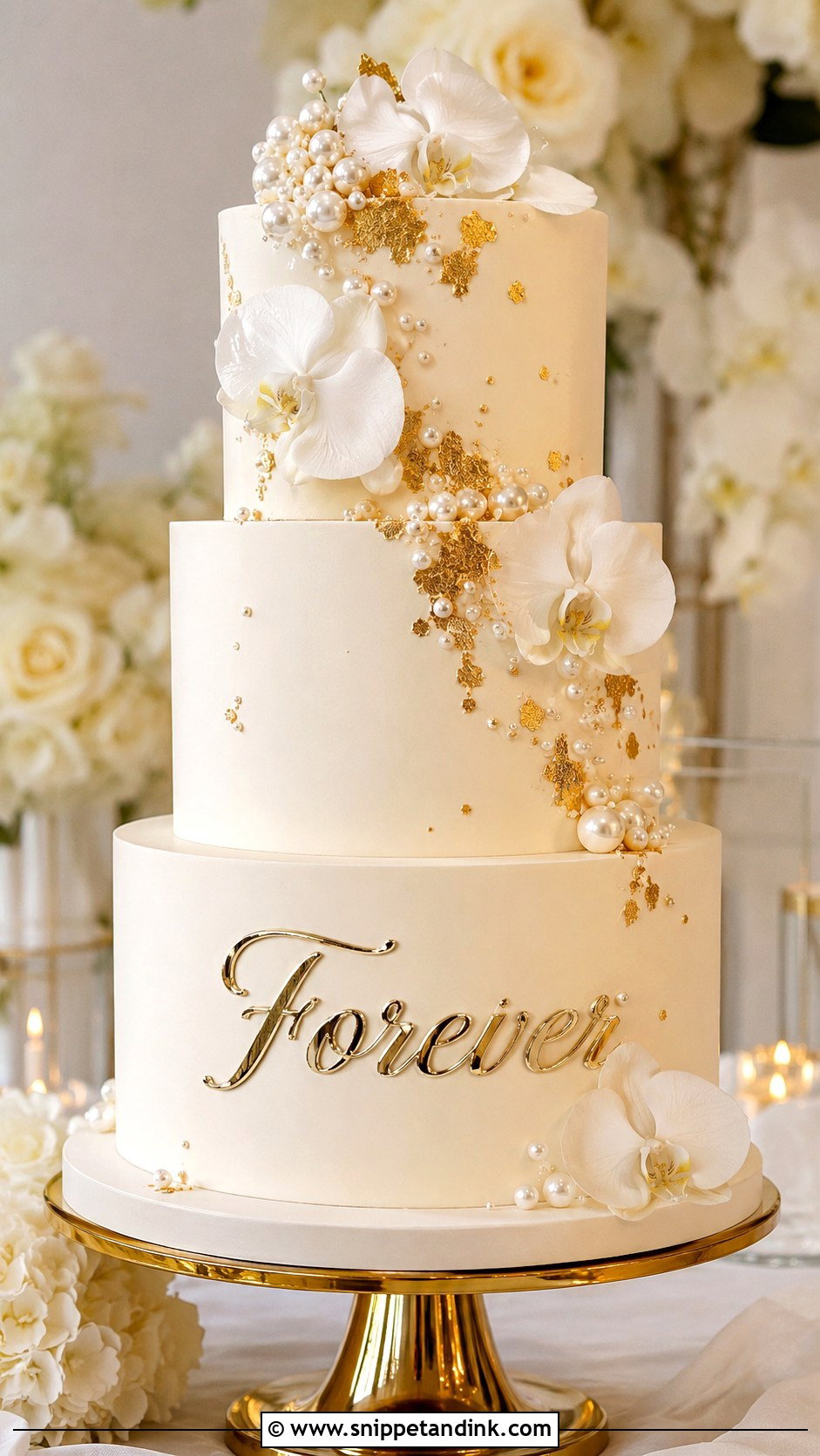 Wedding Cake With Gold Writing - Snippet and Ink - 25 Wedding Cake Ideas with Writing