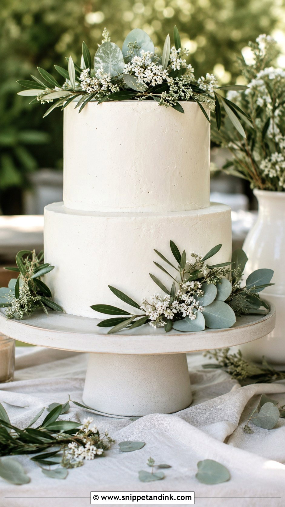 Wedding Cake With Greenery - Snippet and Ink - 20 Budget Wedding Cake Ideas