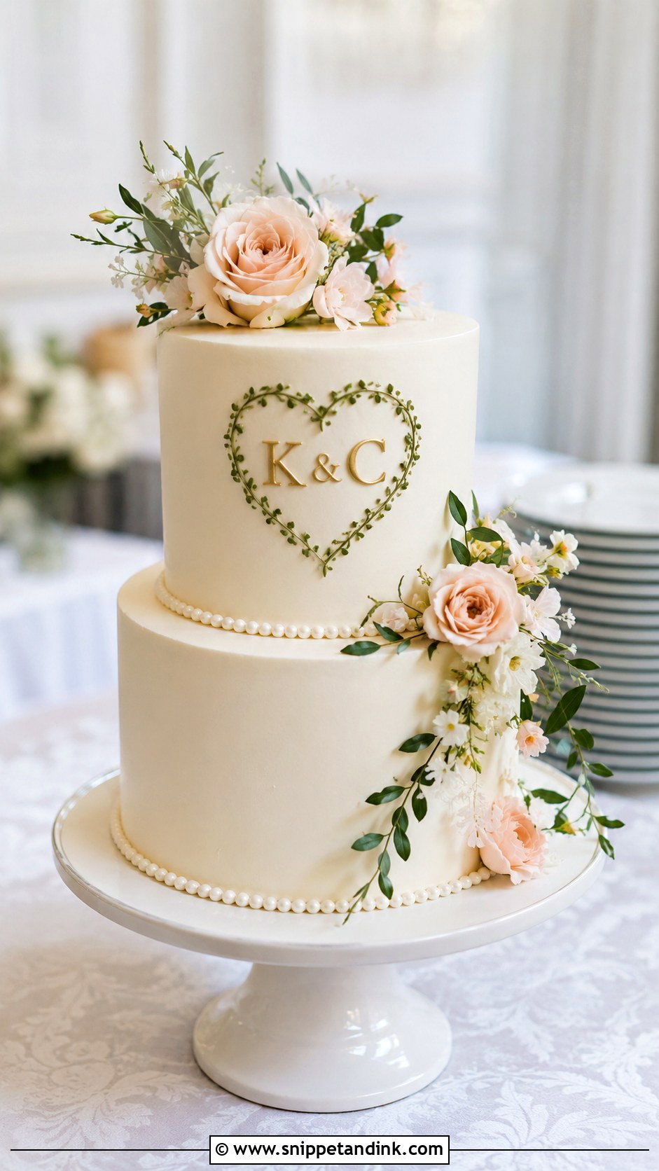 Wedding Cake With Initials - Snippet and Ink - 20 Love Wedding Cake Ideas