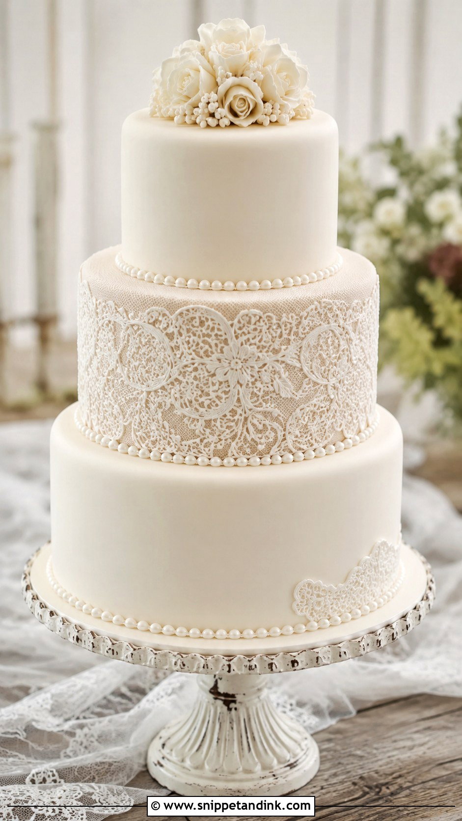 Wedding Cake With Lace - Snippet and Ink - 25 Simple But Elegant Wedding Cakes