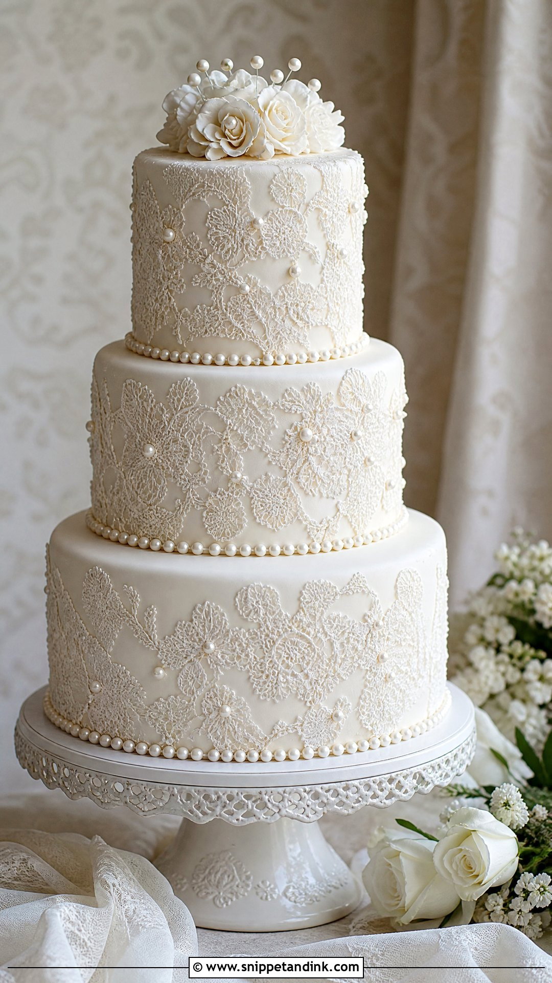Wedding Cake With Lace - Snippet and Ink - 25 Traditional Wedding Cake Ideas