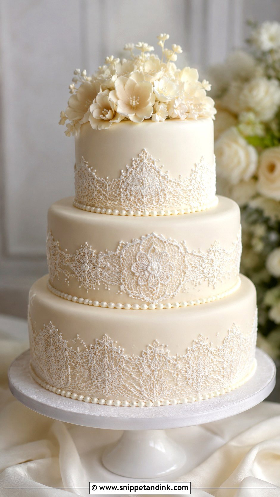 Wedding Cake With Lace - Snippet and Ink - 20 Classical Wedding Cake Ideas