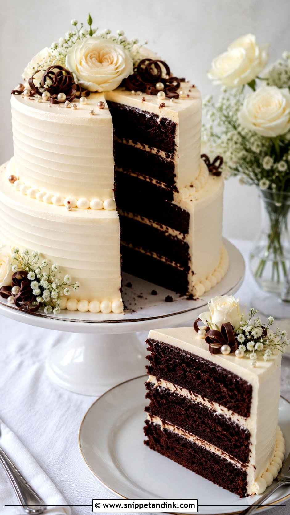 Wedding Cake With Larger Dessert Slices - Snippet and Ink - 25 Wedding Cake Size Guide