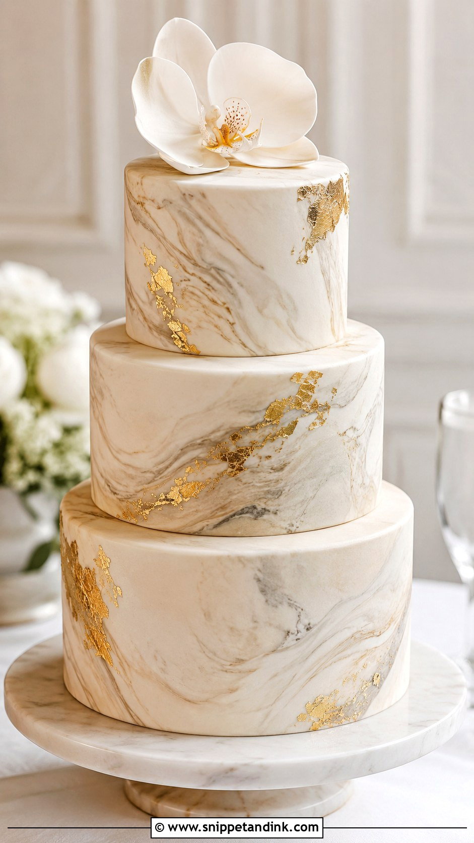 Wedding Cake With Marble Fondant - Snippet and Ink - 25 Simple But Elegant Wedding Cakes