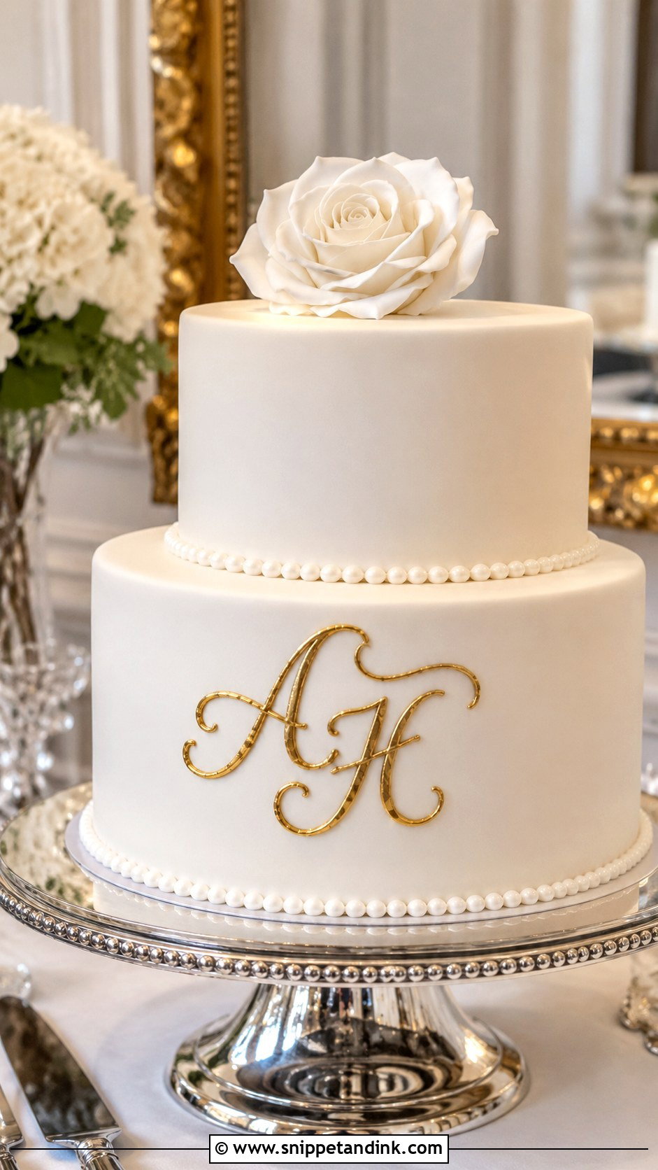 Wedding Cake With Monogram - Snippet and Ink - 25 Simple But Elegant Wedding Cakes