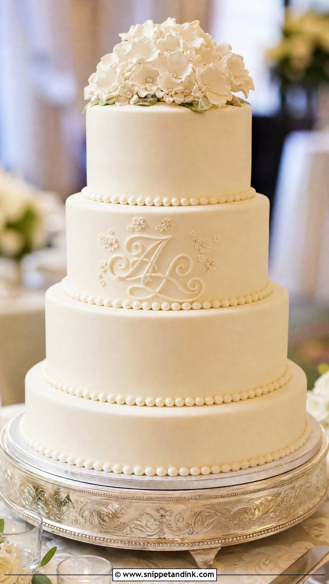 Wedding Cake With Monogram - Snippet and Ink - 25 Traditional Wedding Cake Ideas