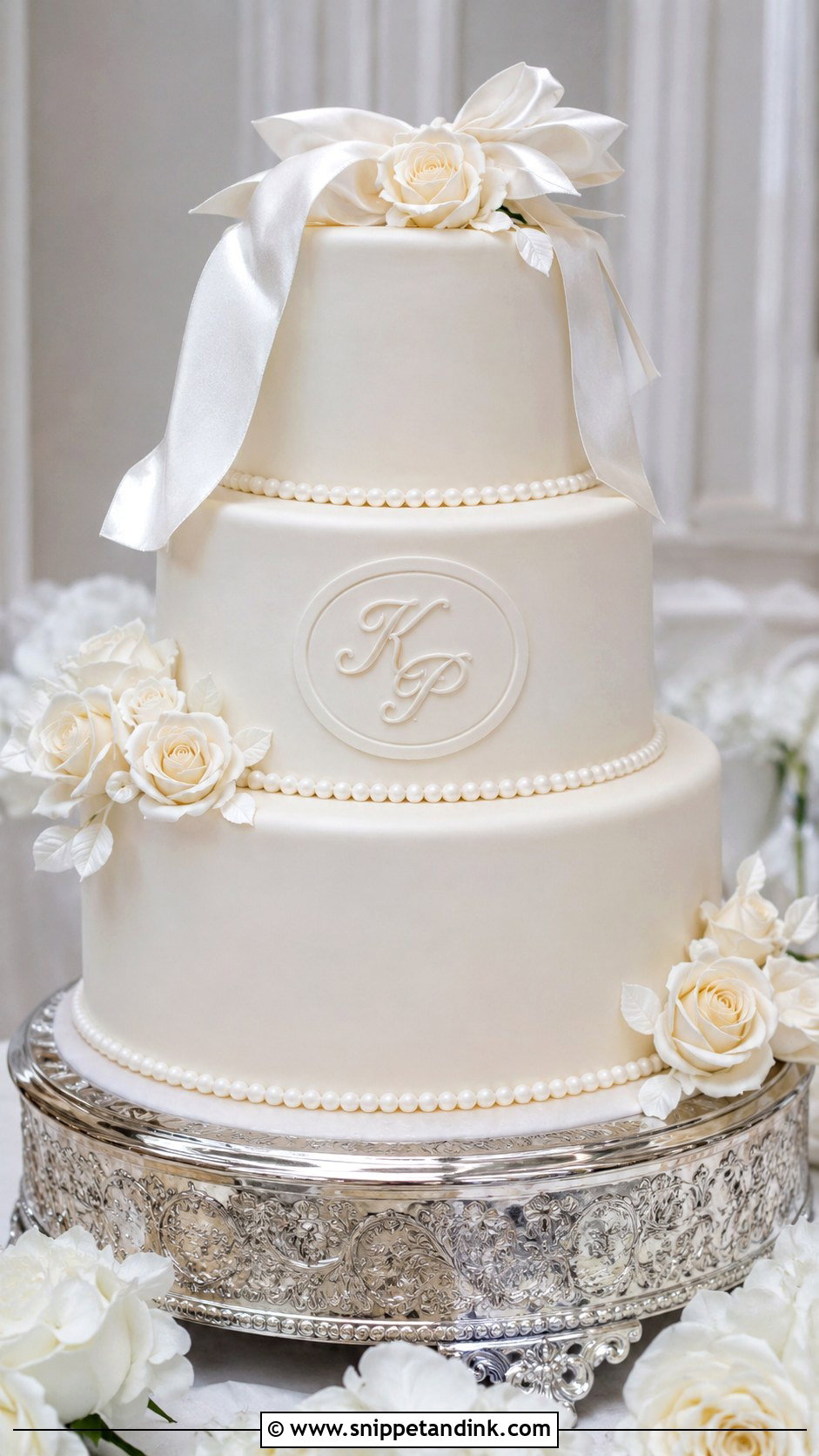 Wedding Cake With Monogram - Snippet and Ink - 20 Classical Wedding Cake Ideas