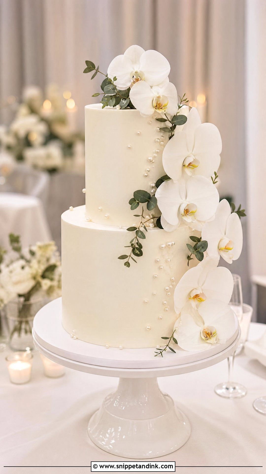 Wedding Cake With Orchid Flowers - Snippet and Ink - 20 Simple Elegant Wedding Cake Ideas