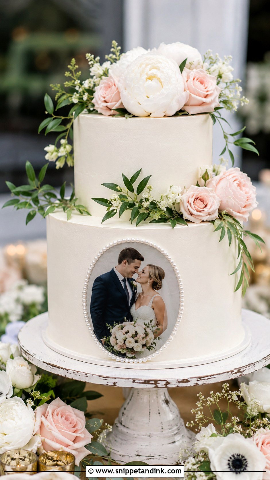Wedding Cake With Photo And Flowers - Snippet and Ink - 25 Wedding Cake with Photos on It