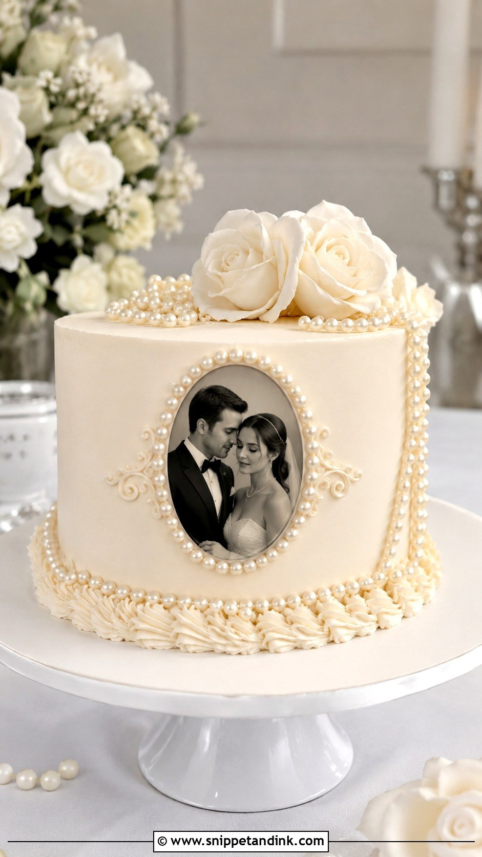 Wedding Cake With Photo And Pearls - Snippet and Ink - 25 Wedding Cake with Photos on It
