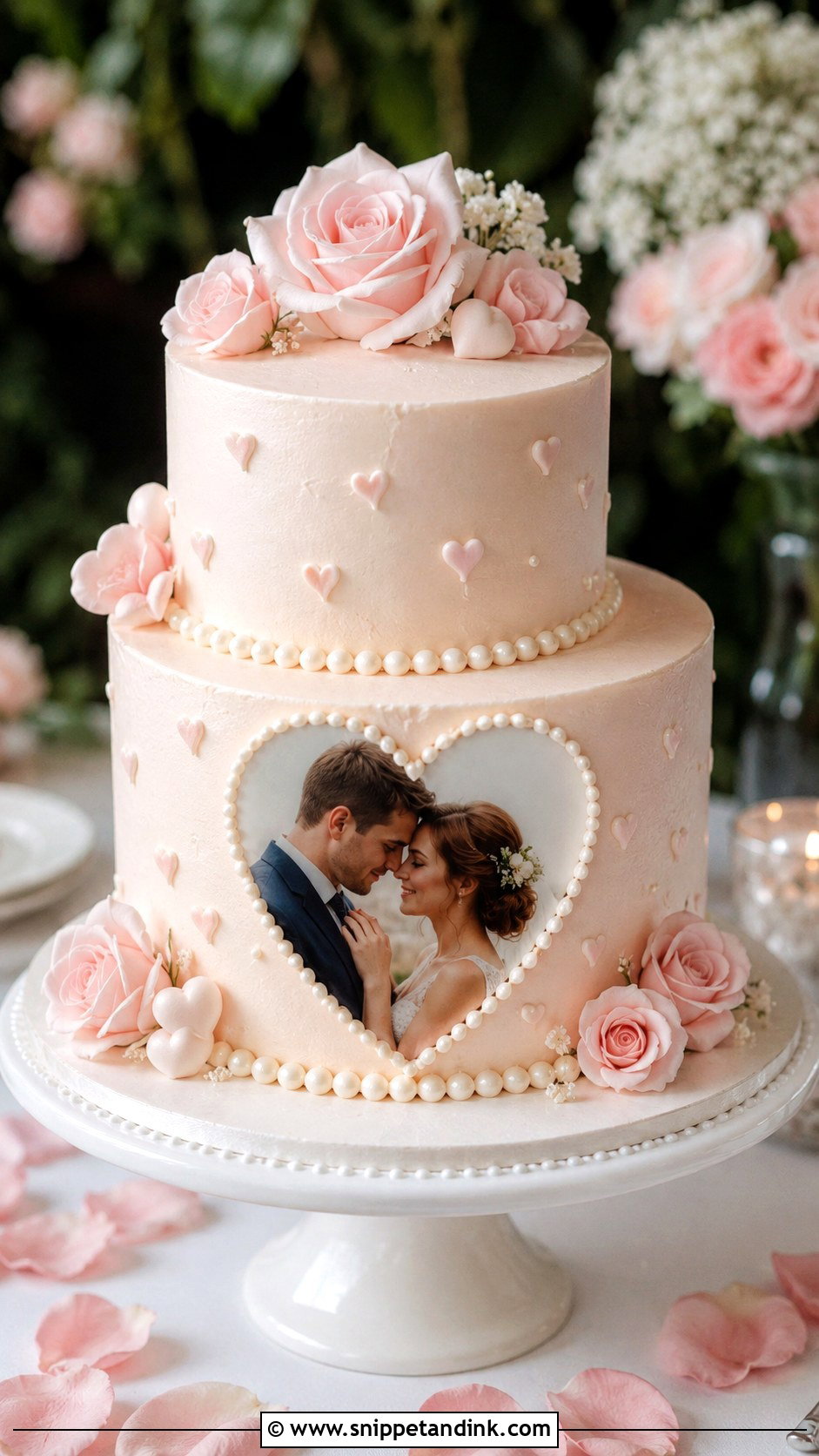 Wedding Cake With Photo Heart - Snippet and Ink - 25 Wedding Cake with Photos on It