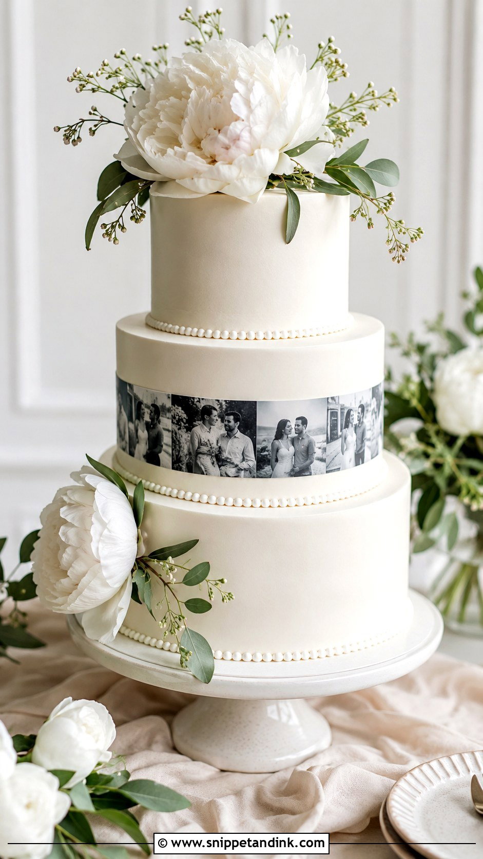 Wedding Cake With Photo Ribbon - Snippet and Ink - 25 Wedding Cake with Photos on It