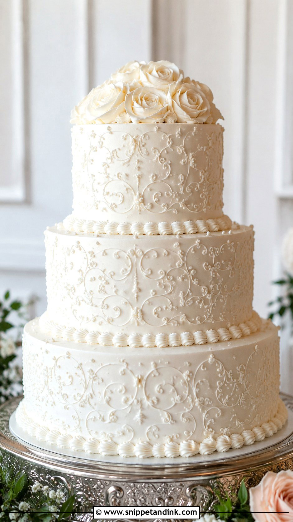 Wedding Cake With Piping - Snippet and Ink - 20 Classical Wedding Cake Ideas