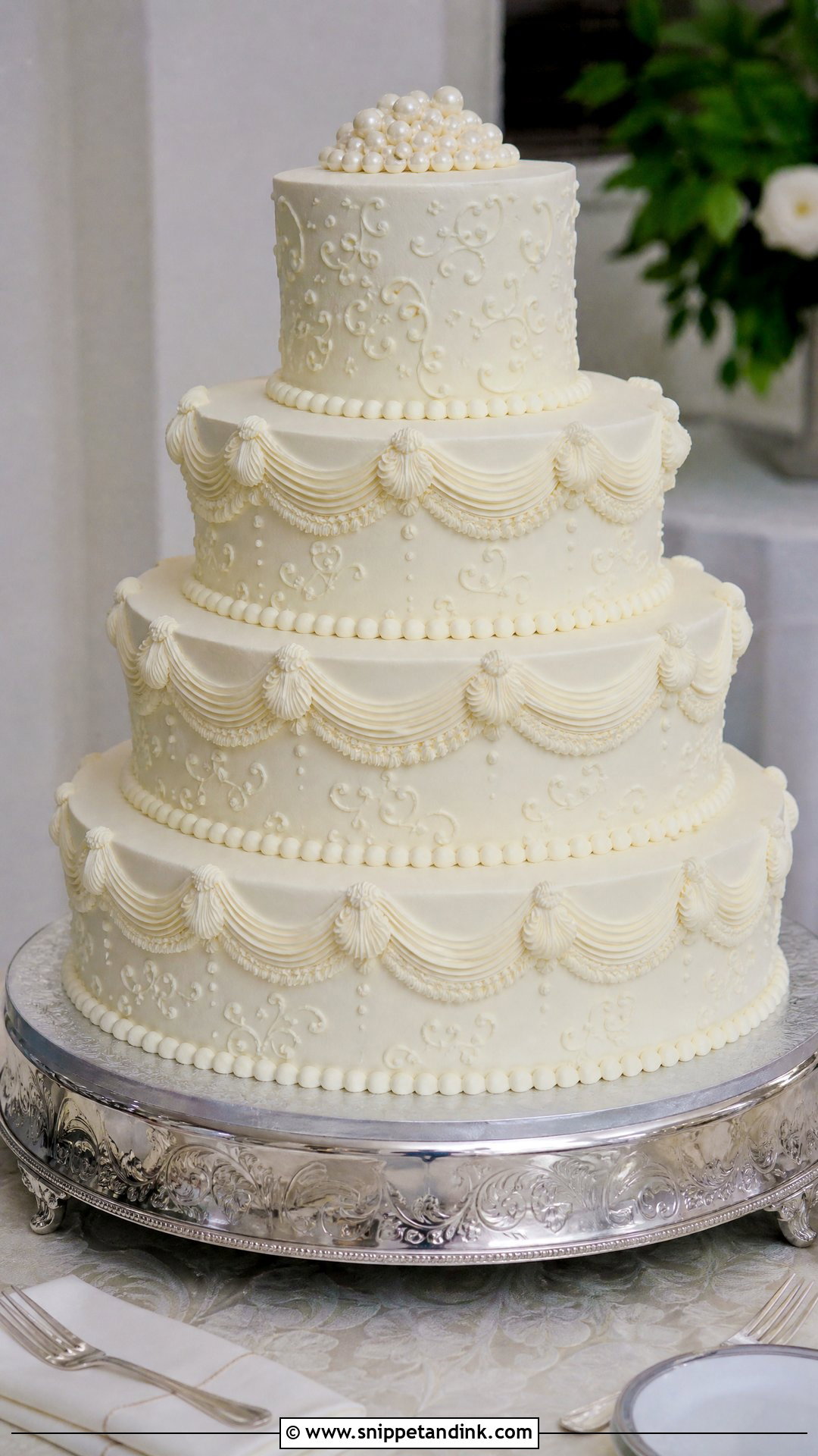 Wedding Cake With Piping - Snippet and Ink - 25 Traditional Wedding Cake Ideas