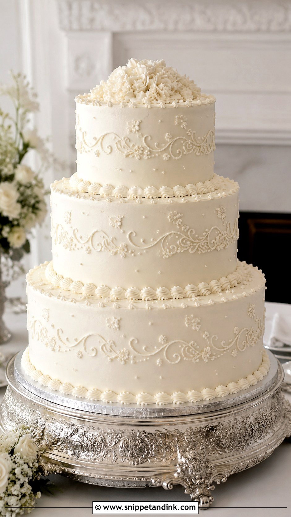 Wedding Cake With Piping - Snippet and Ink - 20 Classic Wedding Cake Ideas