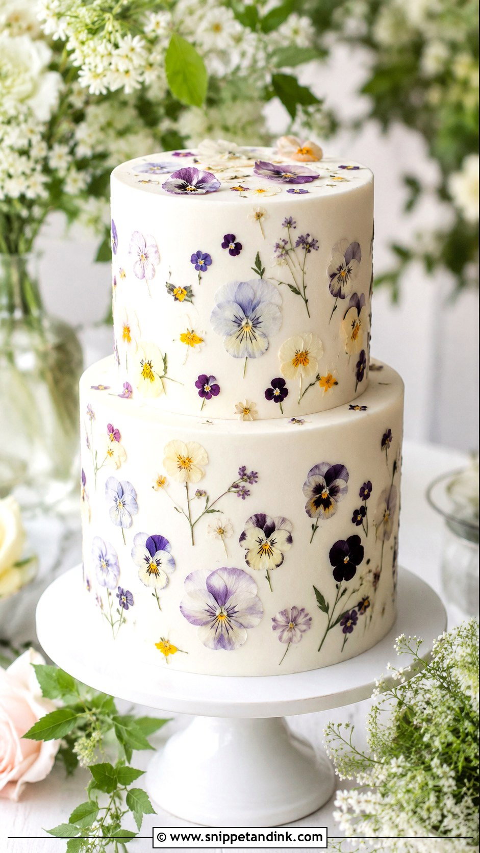 Wedding Cake With Pressed Flowers - Snippet and Ink - 25 Simple But Elegant Wedding Cakes