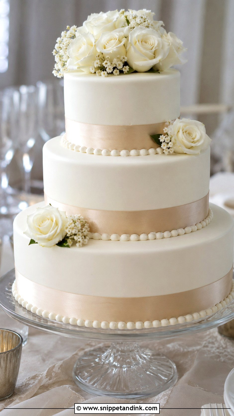 Wedding Cake With Ribbon - Snippet and Ink - 20 Classical Wedding Cake Ideas